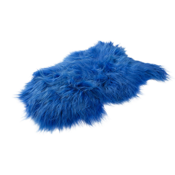 Woooly® Handgefertigter Teppich aus Schaffell in Blau